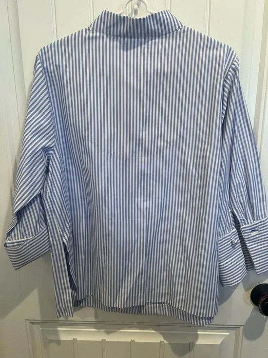 Gretchen Scott Designs Blue and White Striped Button-Down Shirt - Picture 4 of 4